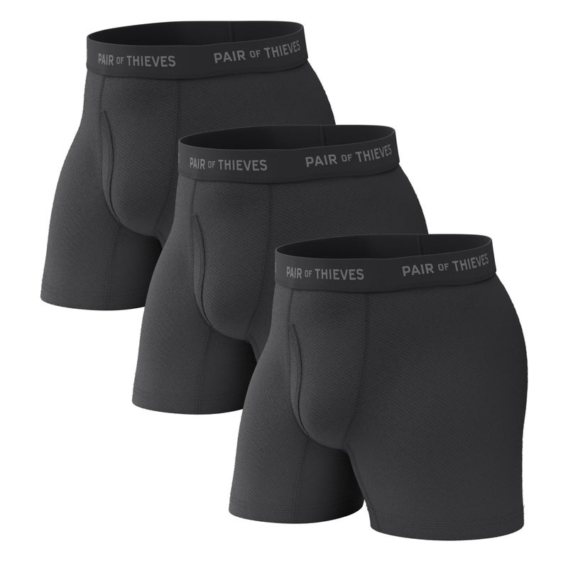 Pair of Thieves Super Fit Boxer Briefs for Men - Ultra Soft, Breathable, Quick-Dry Mens Underwear with 4-Way Stretch (3 Pack) - Large - Classic Black - Image 1